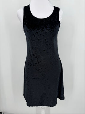 Y2K Vintage Black Velvet Mini Dress Sleeveless Tank Whimsigoth Dark Fairy Small